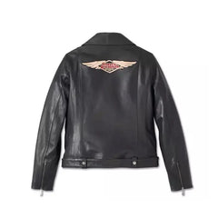 Harley Davidson Womens D Pocket Black Biker Leather Jacket