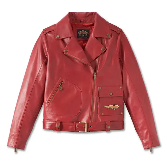 Harley Davidson Womens D Pocket Merlot Biker Leather Jacket