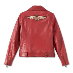 Harley Davidson Womens D Pocket Merlot Biker Leather Jacket