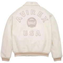 Mens Avirex Croc Icon White Leather Jacket