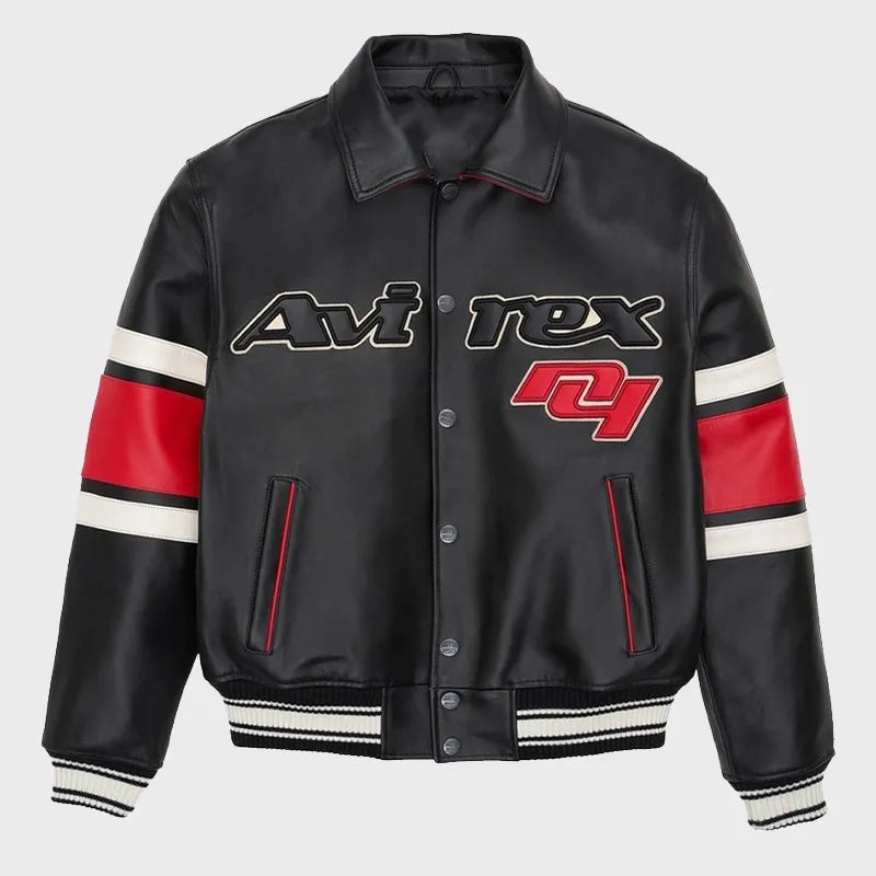 Mens Avirex The Legend Black Leather Jacket