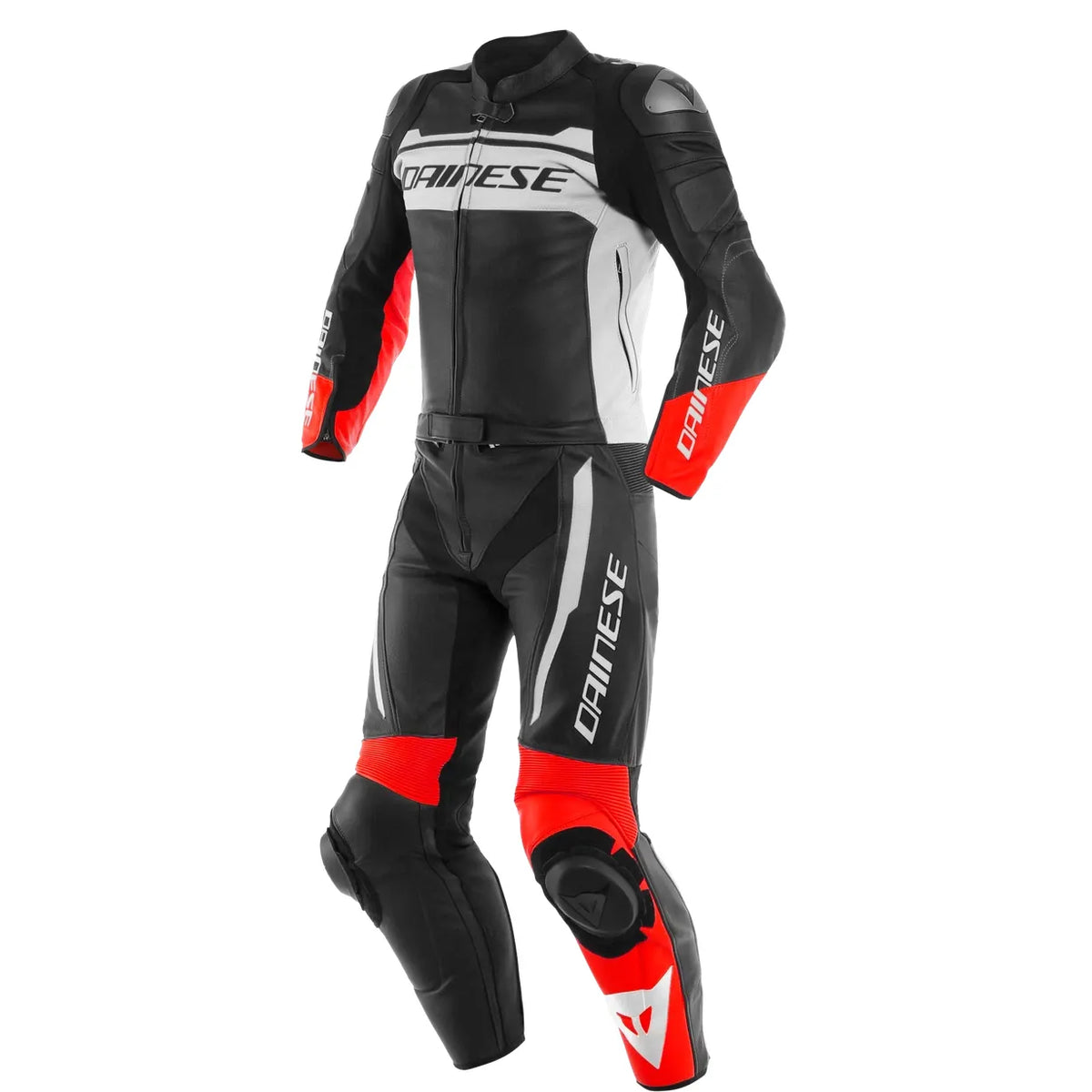 mistel-2pcs-leather-suit-black-matt-white-lava-red-front