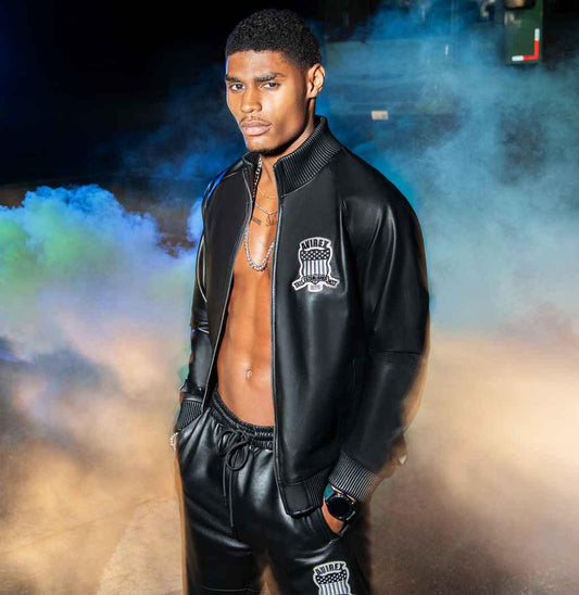 Mens Avirex Black Leather Tracksuit