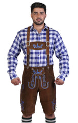 Bavarian Herren Lederhosen Brown Howl-4