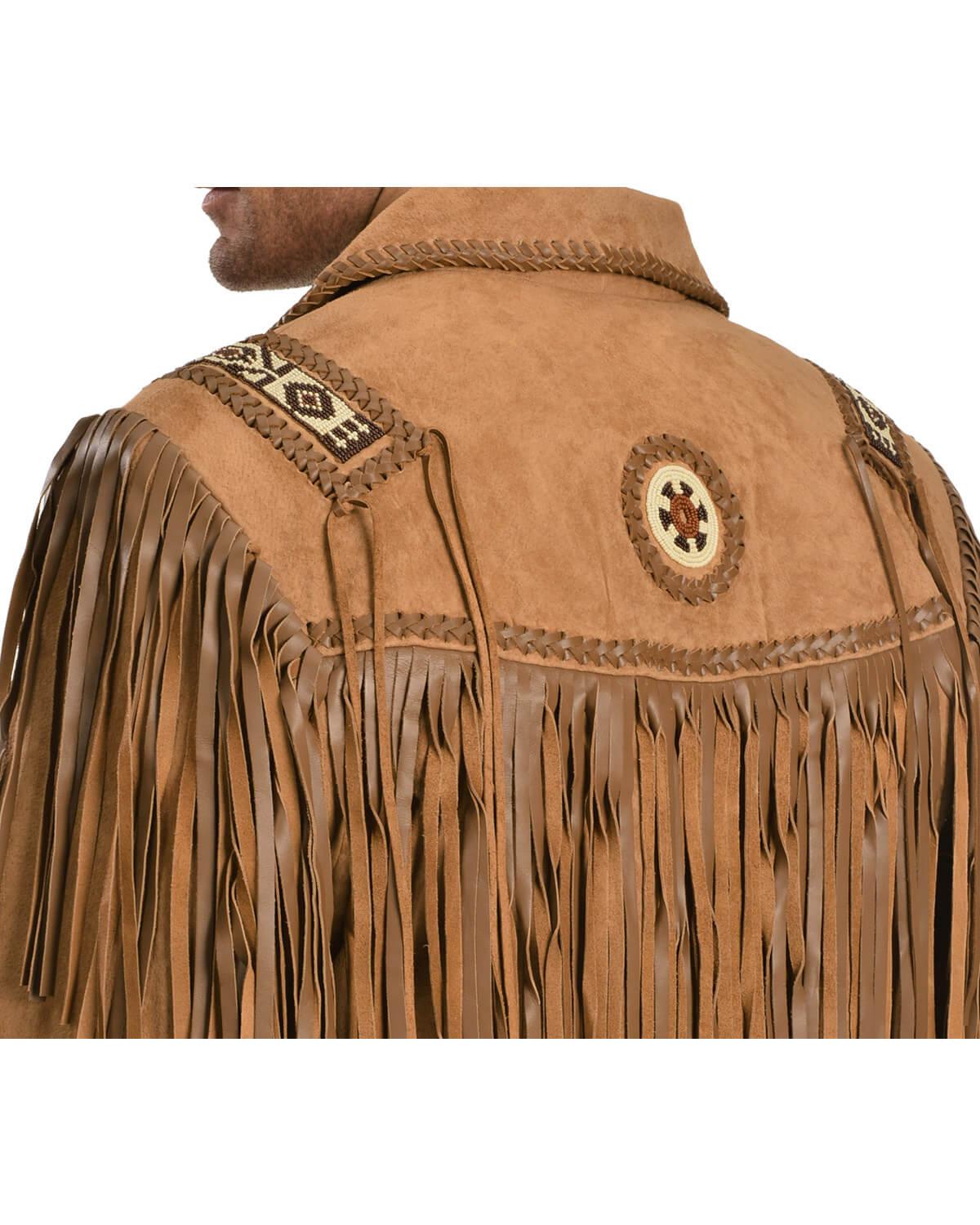 Brown Fringe Leather Jacket Mens-6