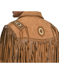 Brown Fringe Leather Jacket Mens-6