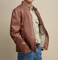 Brown Leather Fashion Jacket-2