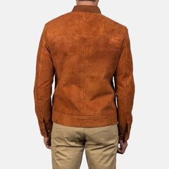 Brown Suede Bomber Jacket Men-2