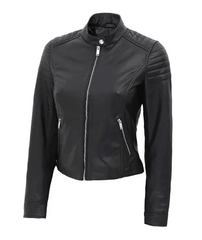Carrie Women's Slim Fit Leather Jacket Black-2