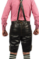 Classic Black Bavarian Lederhosen for Men-3