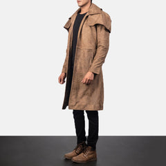 Mens Classic Brown Leather Duster-5