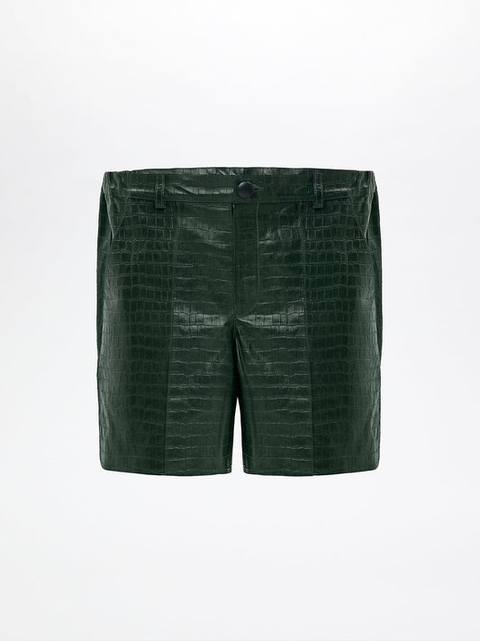 Croc-Embossed Leather Short For Men-4