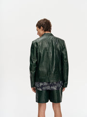 Croc-Embossed Leather Jacket For Men-4