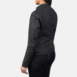Womens Distressed Black Leather Jacket-2