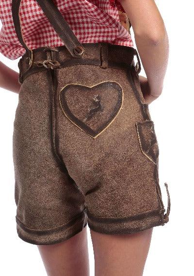 Embroidered Lederhosen for Women Coffee Brown-5