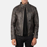 Mens Gatsby Distressed Brown Leather Jacket-3