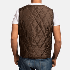 Mens Hybridge Quilted Brown Vest-3