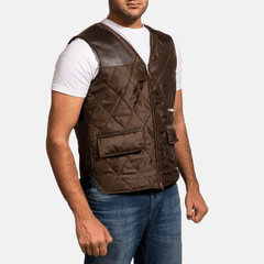 Mens Hybridge Quilted Brown Vest-2