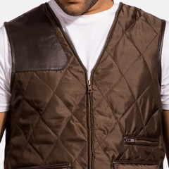 Mens Hybridge Quilted Brown Vest-4