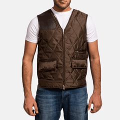 Mens Hybridge Quilted Brown Vest-1