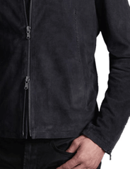 James Bond Men's Black Leather Suede  Jacket-5