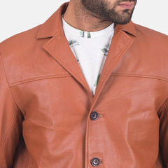 Mens James Tan Brown Leather Blazer-2