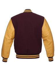 Maroon Varsity Jacket Womens with Leather Sleeves-back
