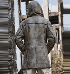 Mens B7 Hooded RAF Aviator Sheepskin Long Coat-2