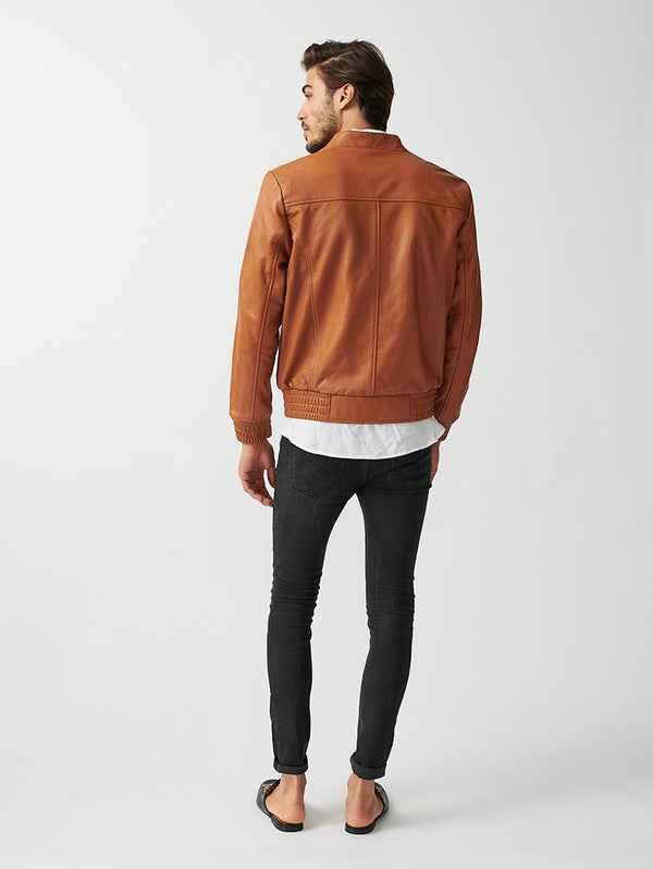 Mens Berlin Collarless Leather Jacket-15