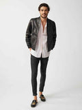 Mens Berlin Collarless Leather Jacket-2