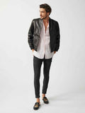 Mens Berlin Collarless Leather Jacket-3
