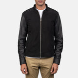 Mens Black Suede Leather Jacket Front