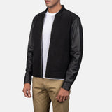 Mens Black Suede Leather Jacket Side