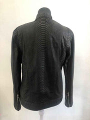 Mens Black Snake Style Sheep Leather Jacket-7