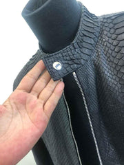 Mens Black Snake Style Sheep Leather Jacket-8