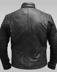 Mens Black Superman Leather Jacket Back
