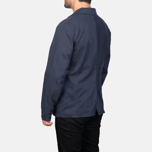 Mens Borges Navy Blue Blazer Jacket Side
