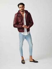 Mens ST Mortiz Hoodie Leather Jacket-4