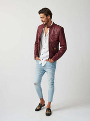 Mens Tokyo Motorbike Leather Jacket-14