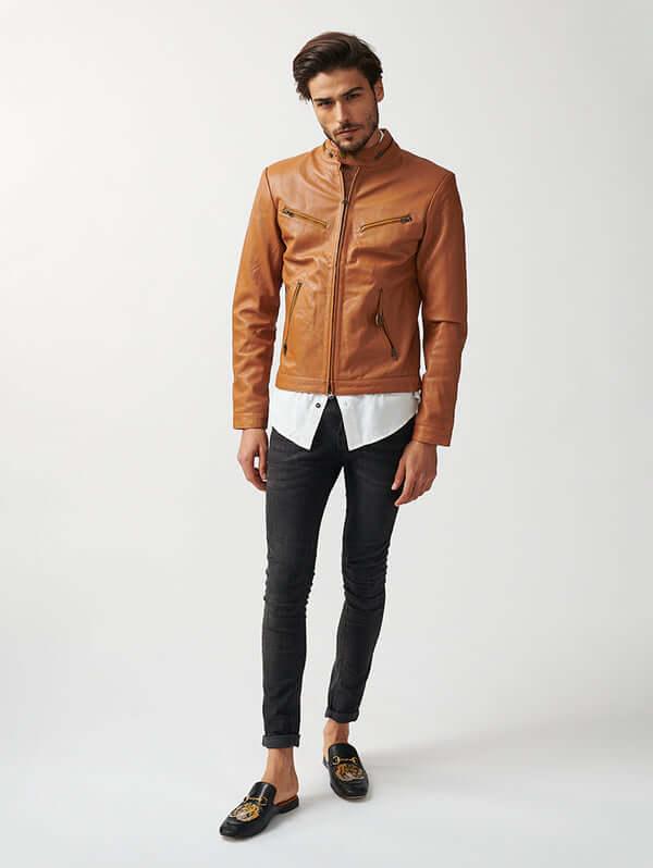 Mens Tokyo Motorbike Leather Jacket-8