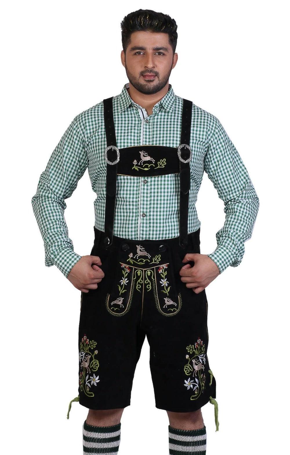 Multi Embroidered Short Lederhosen Night Black-3