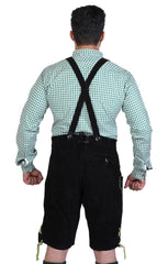 Multi Embroidered Short Lederhosen Night Black-5