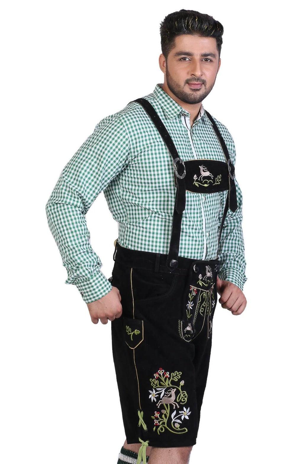 Multi Embroidered Short Lederhosen Night Black-6