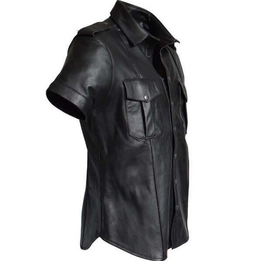 PoliceShortSleeveLeatherShirt-4