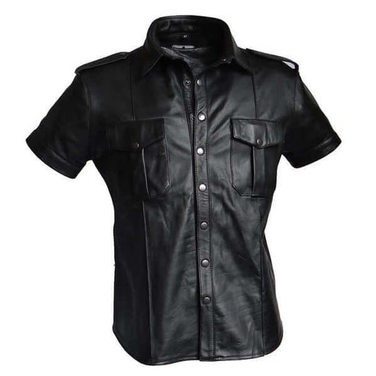 PoliceShortSleeveLeatherShirt