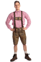 Short Men’s Lederhosen Deep Greenish Brown-3