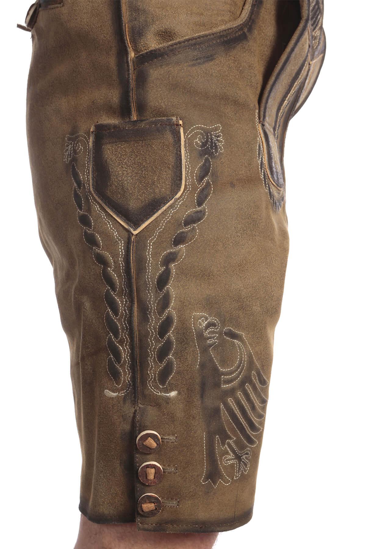 Short Men’s Lederhosen Deep Greenish Brown-4