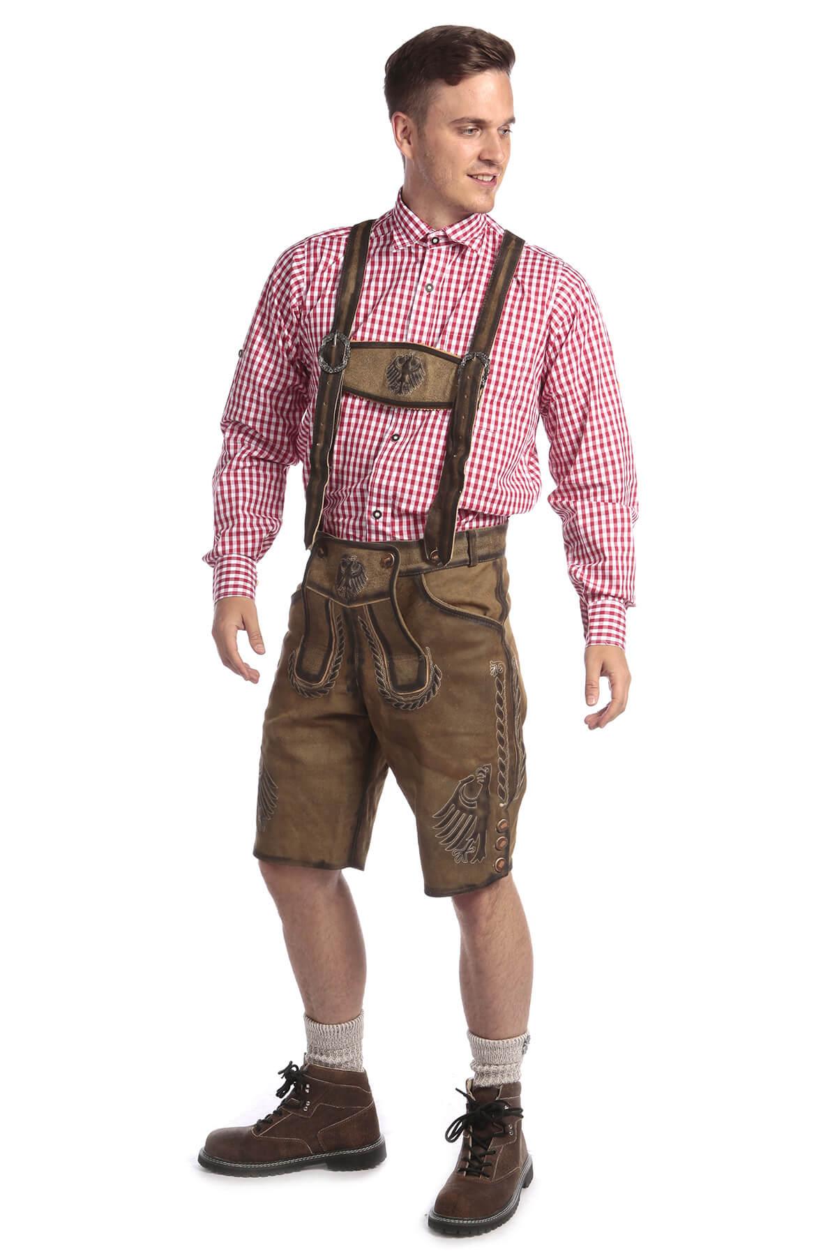 Short Men’s Lederhosen Deep Greenish Brown-5