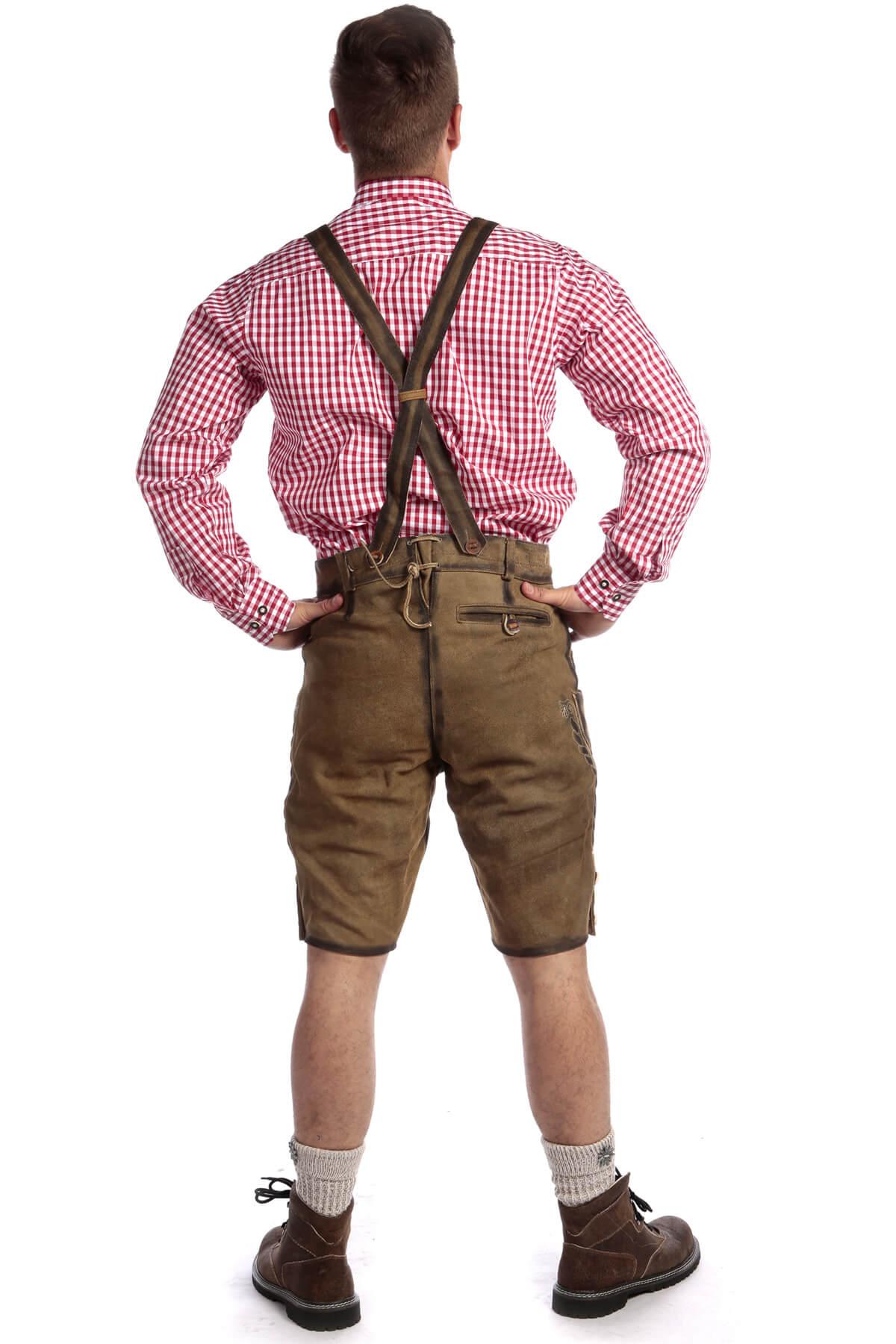 Short Men’s Lederhosen Deep Greenish Brown-6