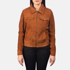 Tan Suede Leather Jacket Women